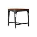 **Moderne Drietafel met Houten Bovenblad en Stalen Onderstel**
