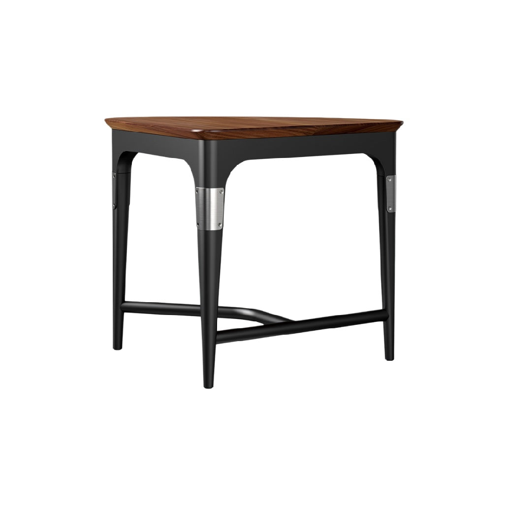 **Moderne Drietafel met Houten Bovenblad en Stalen Onderstel**