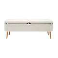## Moderne Witte Voetsteun met Houten Poten en Opbergruimte