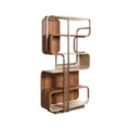 Moderne boekenkast met hout en metaalconstructie