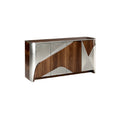 Moderne Dressoir van Walnoot met Metallic Accenten en Geometrisch Ontwerp